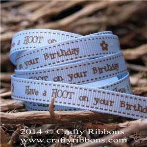 Spring Owl Ribbon - Birthday Blue